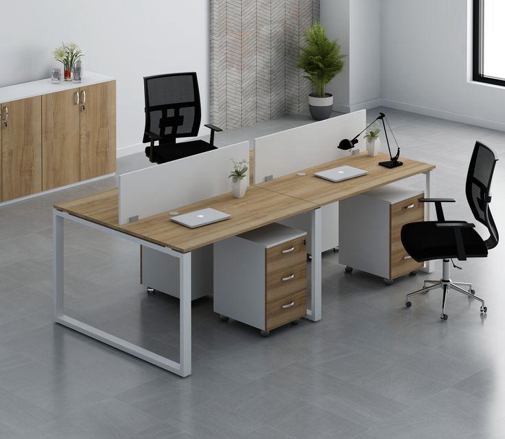 وحدة عمل رباعية – تصميم ذكي يجمع ٤ موظفين بكفاءة وأناقة | فن المكاتب